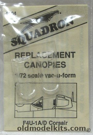 Squadron 1/72 (2) F4U-1A/D Corsair Replacement Canopies - (F4U1), 9104 plastic model kit
